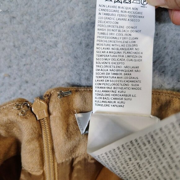 Max Mara Maxi Skirt Women's 8 Beige 100% Camel Leather Modest Minimalist Italy - Picture 12 of 12